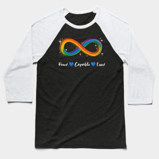 Autism Acceptance Infinity Heart | Proud Capable Loved Baseball T-Shirt